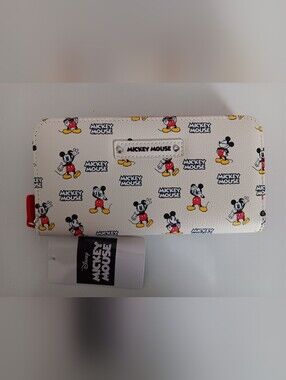 Disney Mickey Mouse Cream Allover Print Zip Around Wallet